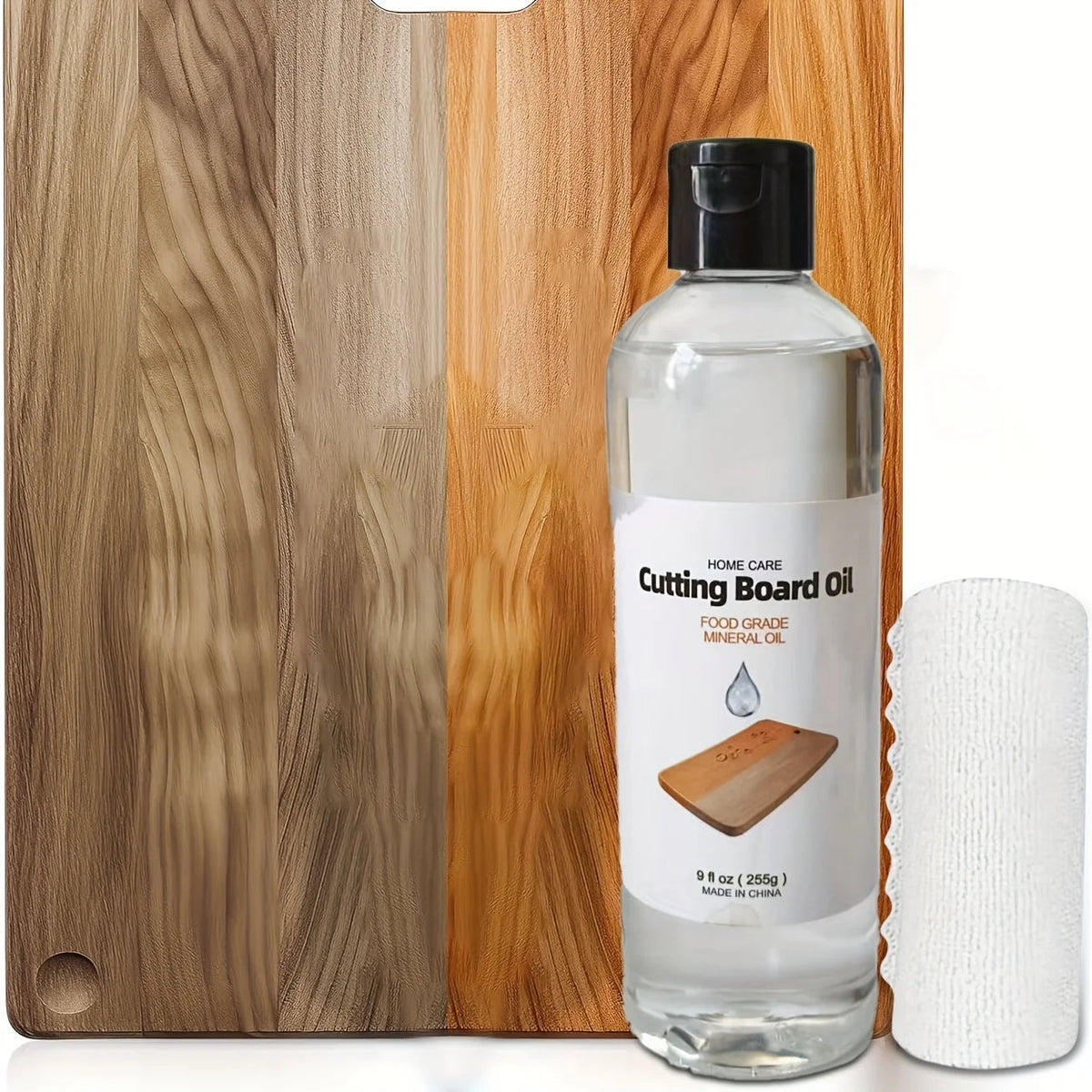 Huile minérale alimentaire pour planche en bois et bambou – découpe en action