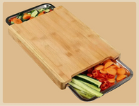 Planche à découper en bambou avec rangement