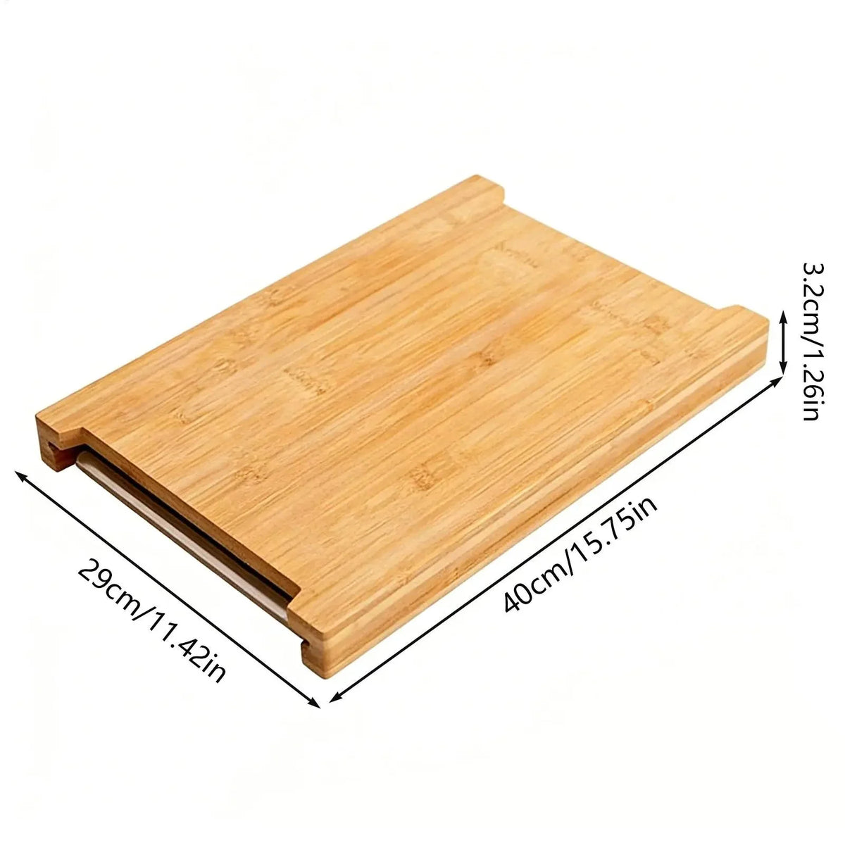 Planche à découper en bambou avec rangement – dimensions