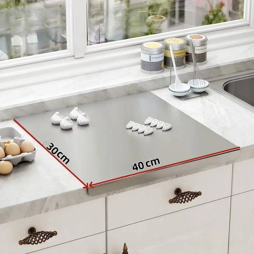 Planche à découper en inox double face – vue de côté