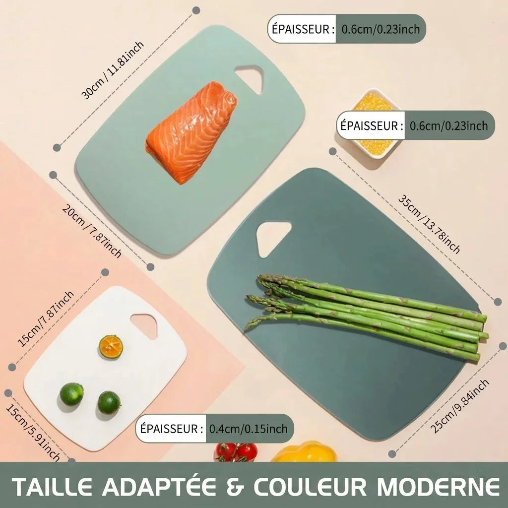 Planche à découper en plastique lot de 3 tailles – détail matière
