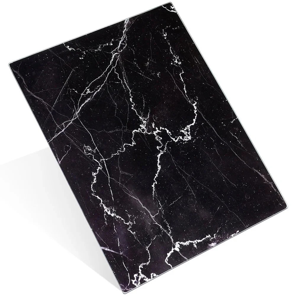 Planche à découper en verre noir effet marbre