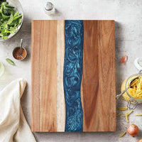 Planche à découper vintage en bois et résine – vue de dessus