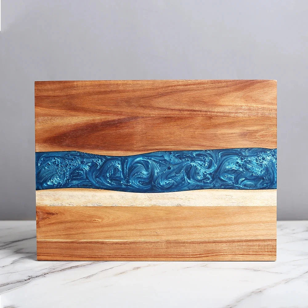 Planche à découper vintage en bois et résine – dimensions