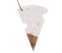 Planche en marbre et bois d'acacia forme fromage – vue de dessus