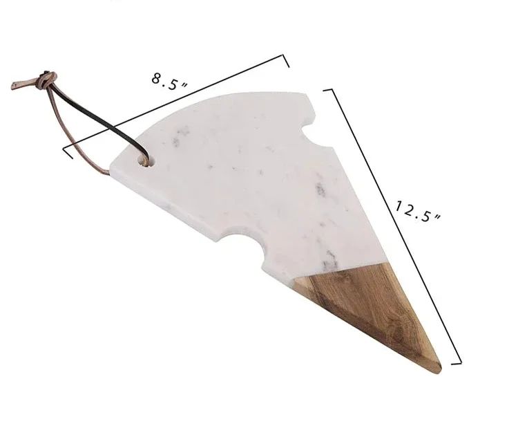 Planche en marbre et bois d'acacia forme fromage – vue de côté