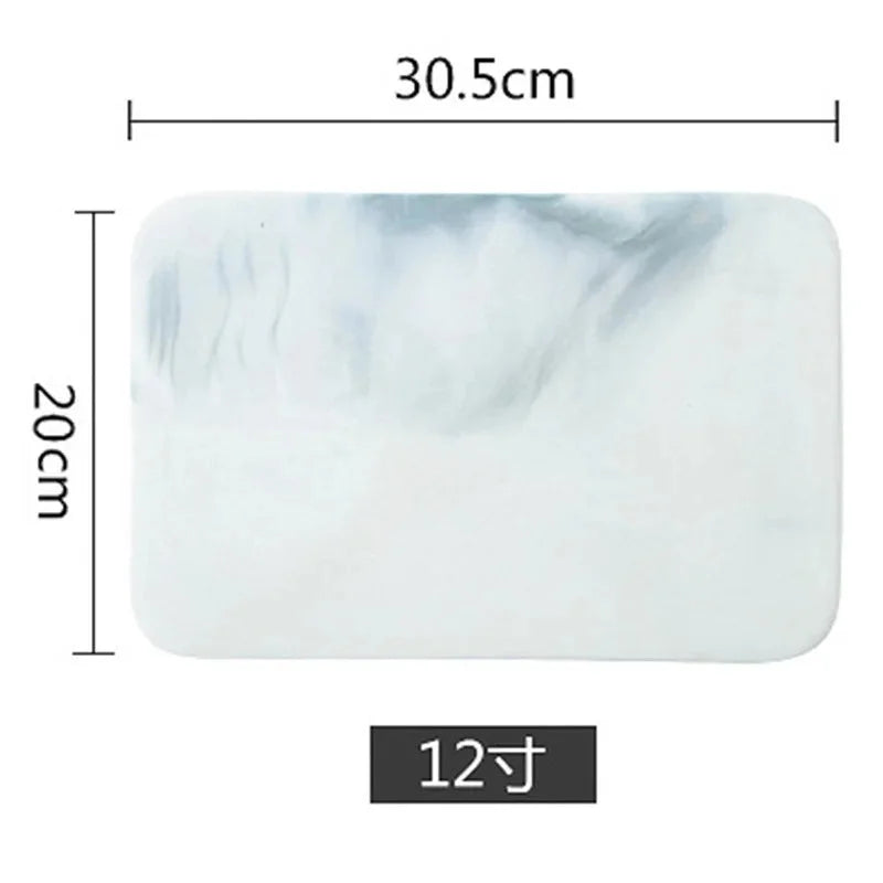 Plateau en céramique motif marbre pour fromage et pain – dimensions